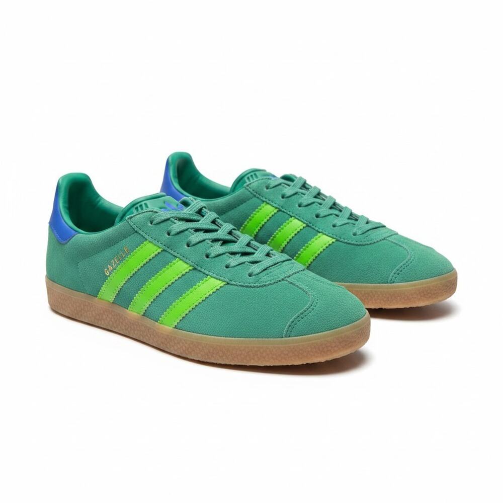Adidas Gazelle Semi Court Green Solar Green Blue Bird Low Top Sneakers Women's 6